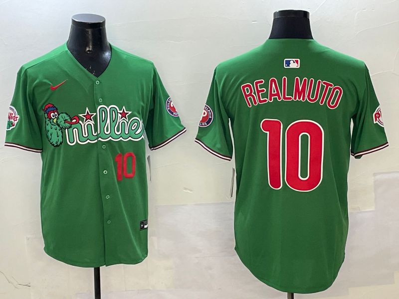 Men Philadelphia Phillies #10 Realmuto Green Three generations Joint Name Game 2025 Nike MLB Jersey style 5